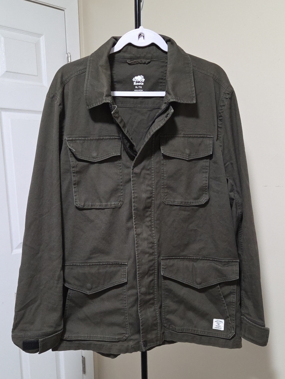 Roots Cotton Blend Olive Green Military Field Jacket